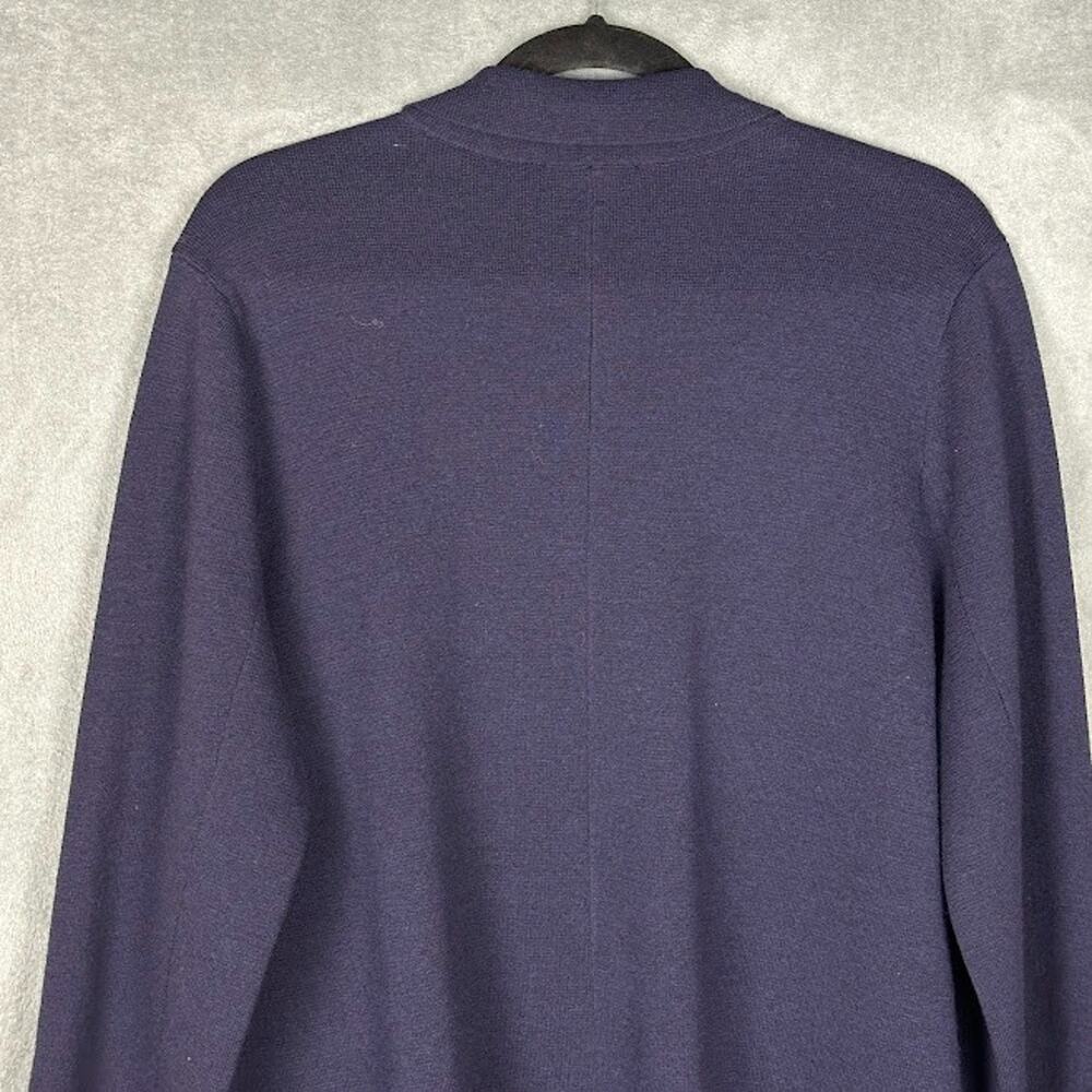 Eileen Fisher Sweater Womens 1X Navy Merino Wool Cardigan Preppy Career Neutral - Picture 4 of 11